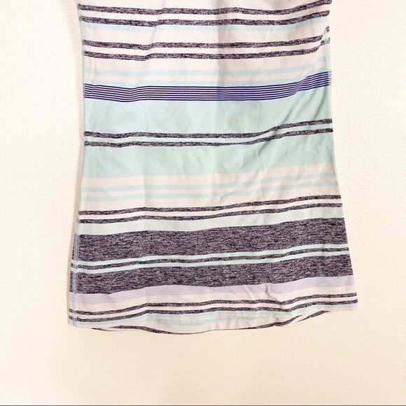 Lululemon White with Grey & Blue Striped Cool Racerback Tank Top - Picture 6 of 7